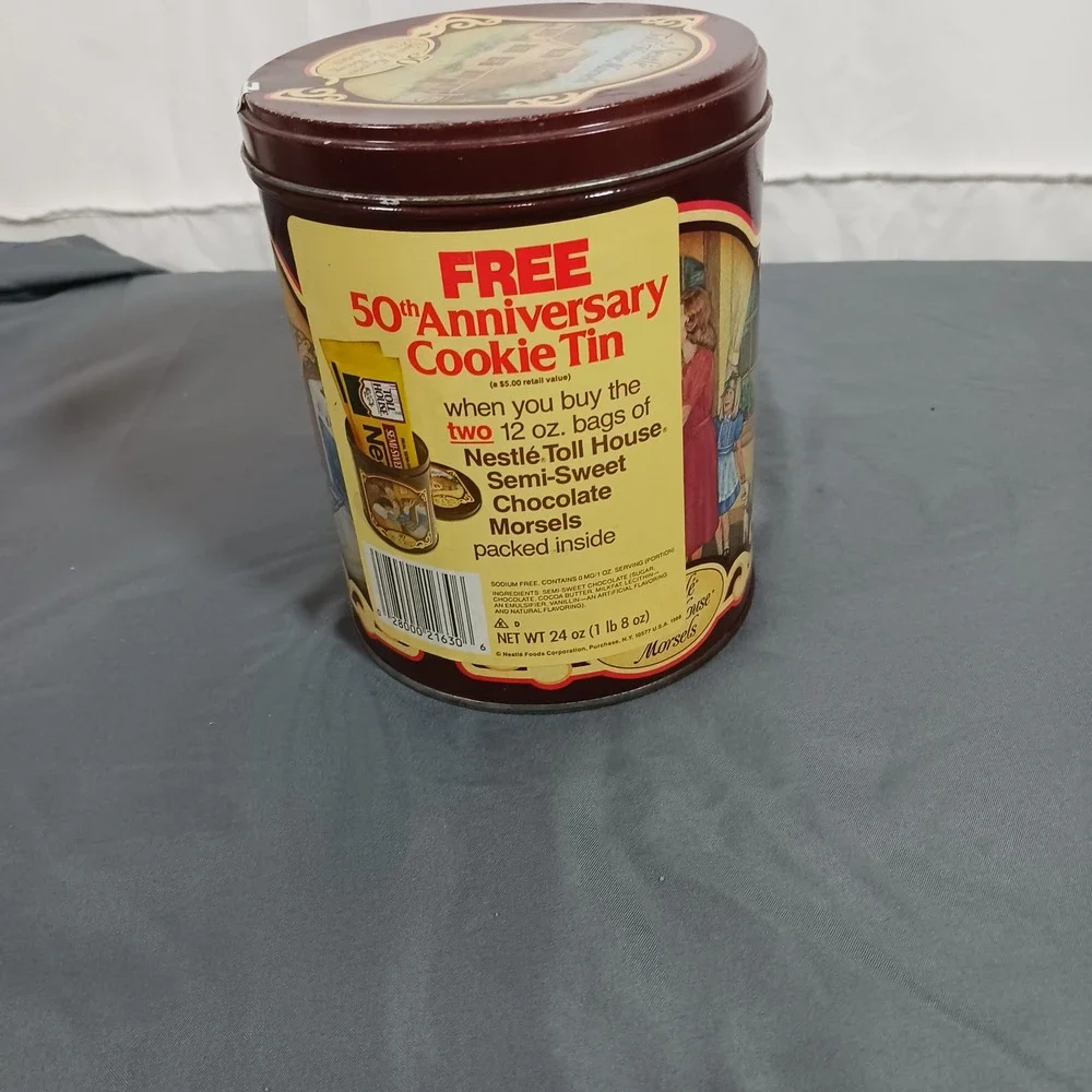 Nestle Cookie Tin Brown Good 50th Anniversary Vintage 1989 Collectible